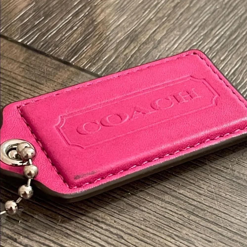 Coach Pink - Fuchsia Large Hangtag Leather Keychain